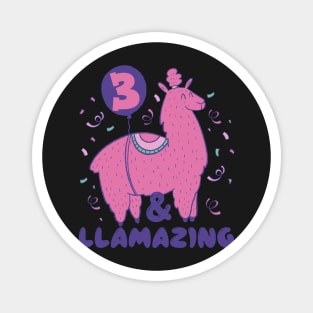 Llamazing 3rd Birthday 3 Years Old Llama Girls Kids Gift graphic Magnet